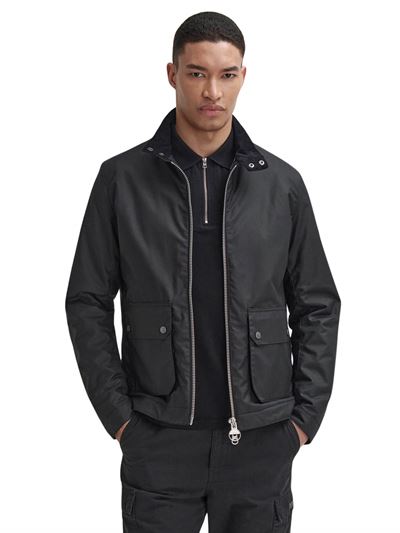 Barbour International Giacca Cerata Harrington Lutlaw Nero Frontale